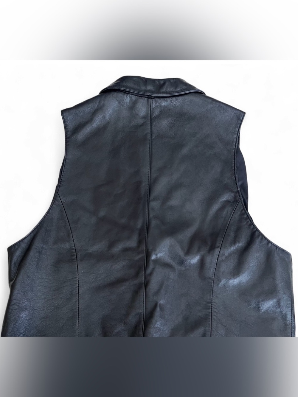 VTG 80’s 90’s Black Leather DNK Moto Vest- Size XL - Picture 4 of 7